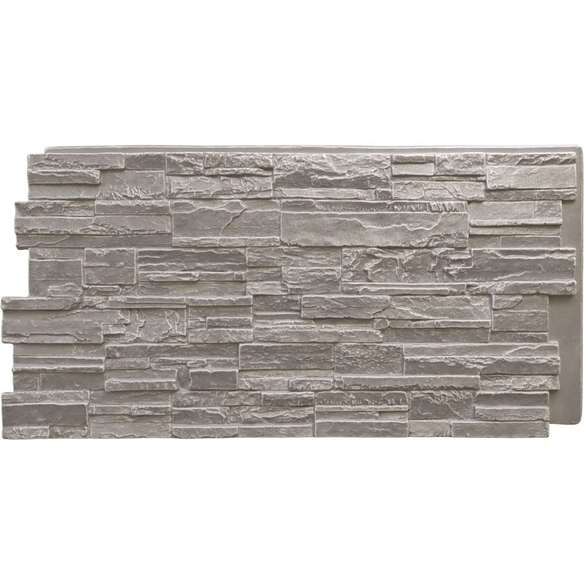 EverStone Cascade Faux Stone Panel, 48 5/8"W x 24 3/4"H x 1 1/4"D, Grey Granite Color