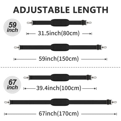 RAINYEAR 59 Inch Shoulder Strap for Bag, Adjustable Soft Padded Replacement Purse Strap with Metal Hooks for Laptop Bag, Shoulder Bag, Messenger Bag, Travel Duffel Bag, Crossbody Bag, Black