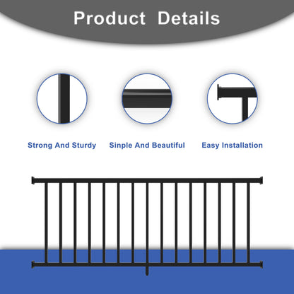AMSOOM Railing kit-36 Inches High Heavy Duty Steel with Railings Balusters for Terraces and Courtyards Various Indoor and Outdoor Scenes(Black,6ft Wide)