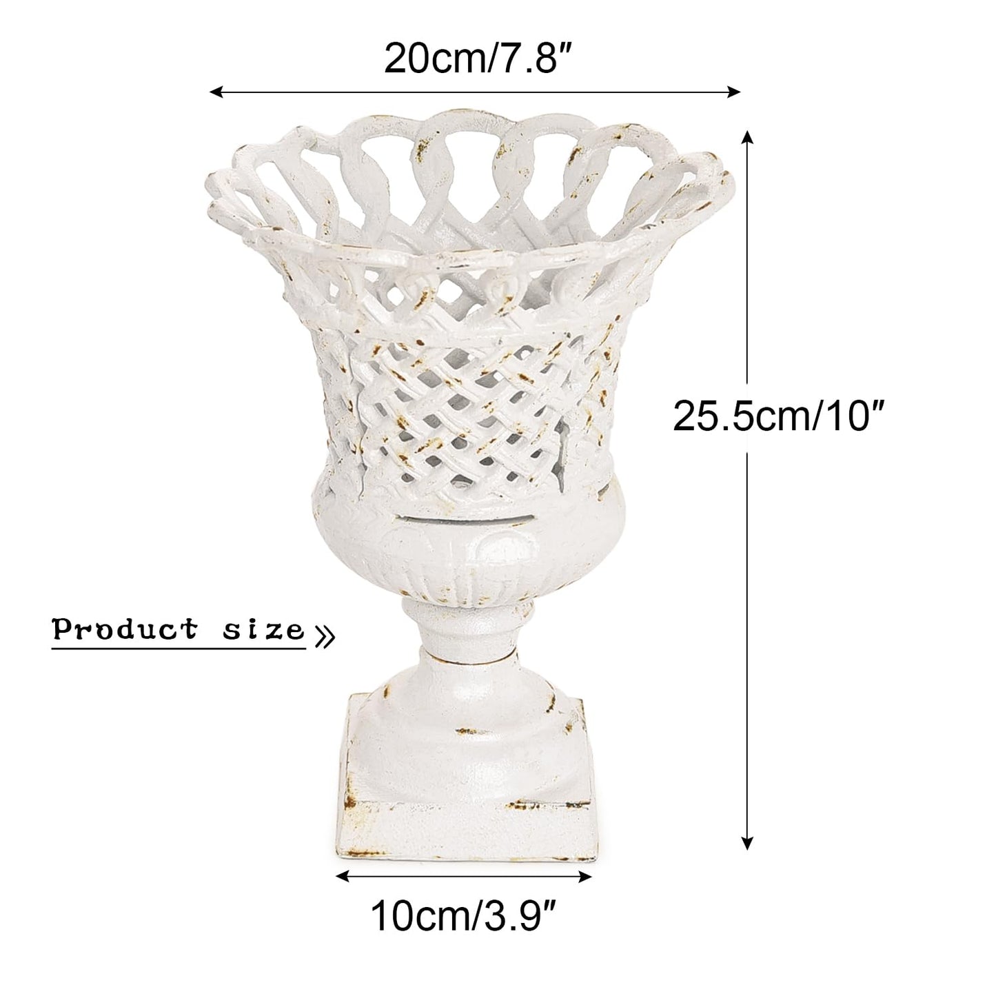 Sungmor Heavy Duty Cast Iron Urn Planter, Beautiful Hollow Trophy Design Tall Orchid Flower Pot, Large Decorative Plastic Flowers Plants Bouquets Vase, Rustic French Country Pot for Home or Garden