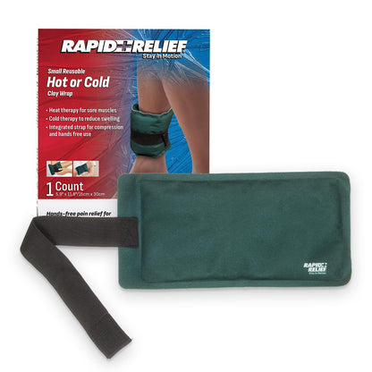 Rapid Relief Reusable Hot & Cold Clay Compress Wrap – Small Heat & Ice Therapy Pack for Back, Hip & Body Pain Relief, Flexible Clay Pack with Adjustable Strap for Compression Support