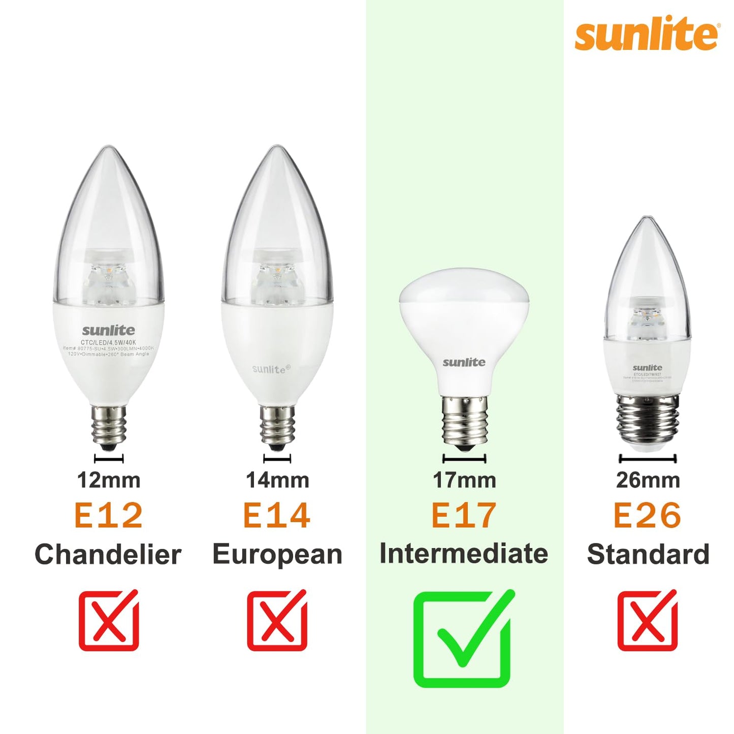 Sunlite 80709 LED C9, Holiday Decorative Light Bulb, 0.4 Watts, E17 Intermediate Base, Faceted Christmas-Lights; Nightlight, Yellow, 6 Count