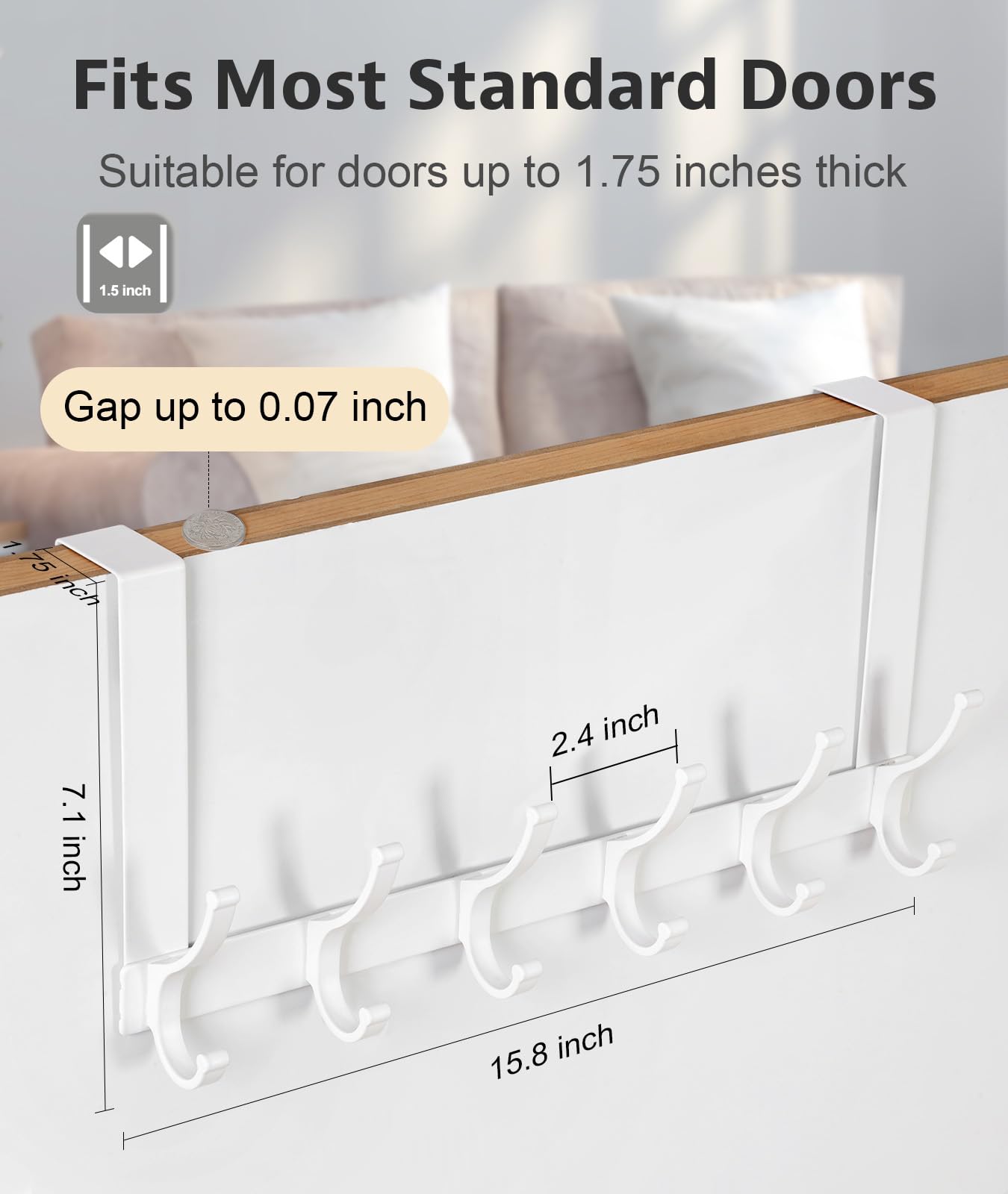 Optish Over The Door Hooks, Door Hanger Hooks for Hanging, Over The Doors Towel Racks for Bathroom, Coat Rack Dorm Essentials (1Pack, White, Fit 1-3/4" Doors)