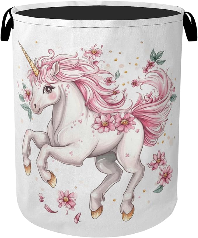 Unicorn Pink Foldable Canvas Laundry Basket
