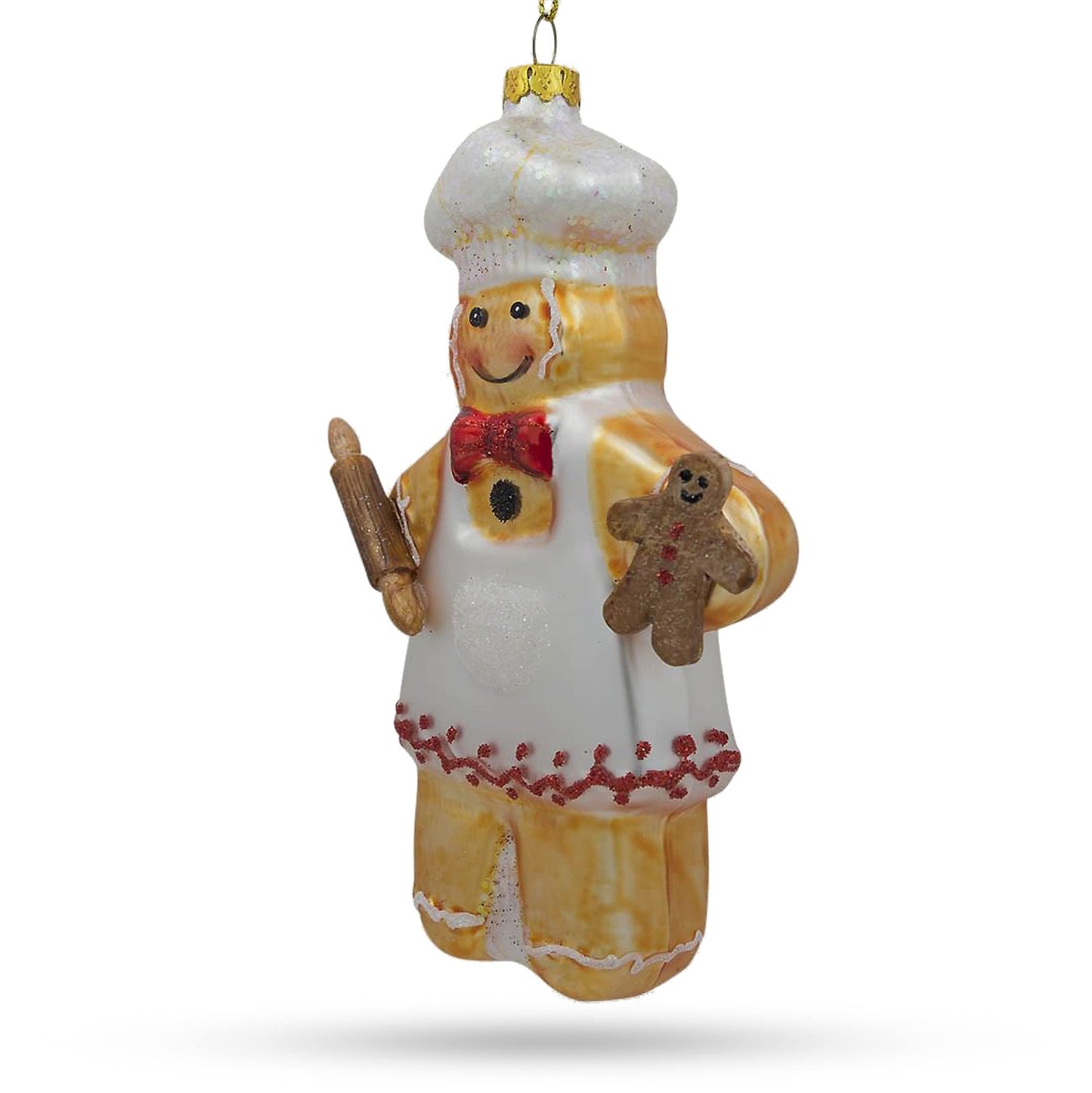 Baking Gingerbread Man Glass Christmas Ornament