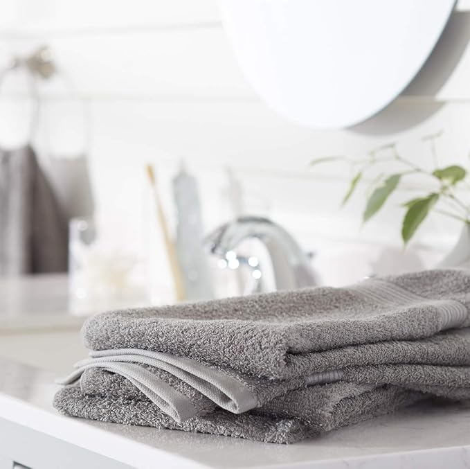 Amazon Basics 6-Piece Fade-Resistant 100% Cotton Hand Towels