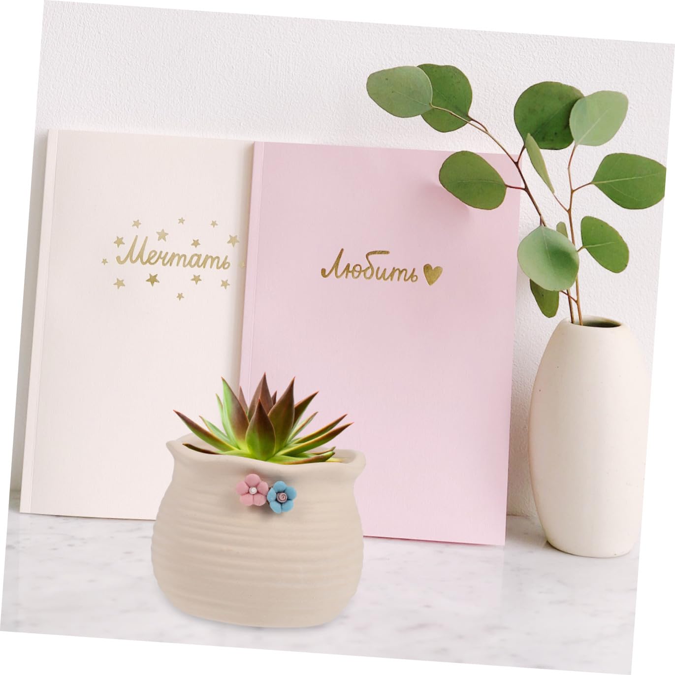 BESPORTBLE 3pcs Floral Design Succulent Planters Ceramic Flowerpots for Desktop Bright Patterned Ceramic Succulent Pots Suitable for Cactus and Plants Material