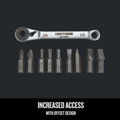 CRAFTSMAN Screwdriver Set, Ratcheting, Multi-bit 10-Piece (CMHT68008)