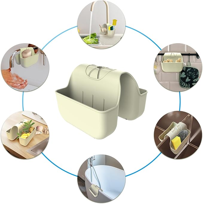 Sponge Holder for Kitchen Sink, Silicone Sink Saddle Caddy Organizer Rack