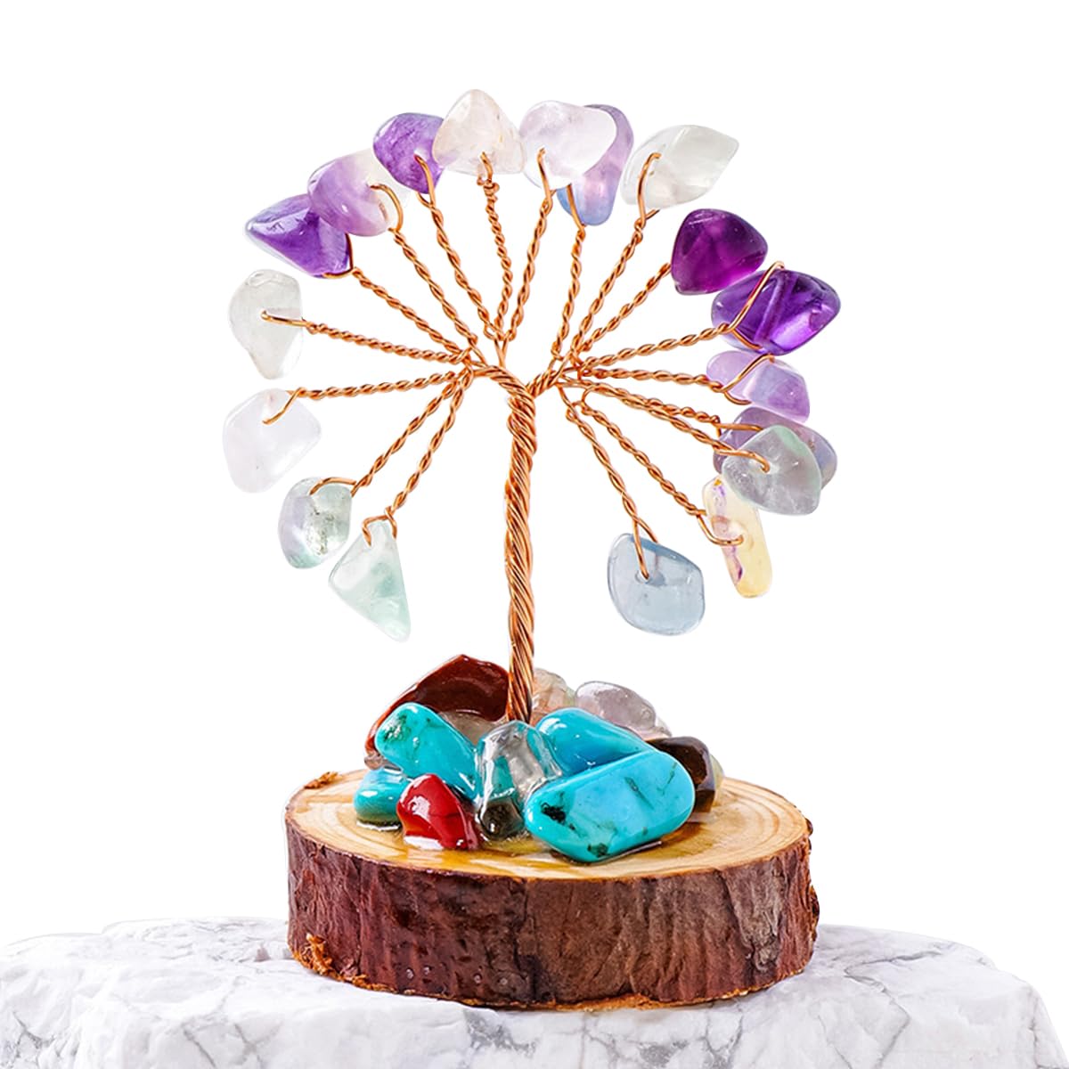 DYBEATY Crystal Tree Gifts for Women 6 Sets Handcrafted Tree of Life Healing Crystals Stones for Positive Energy Good Luck Home and Office Decor for Mom Dad Lovers Friends (6 Sets)