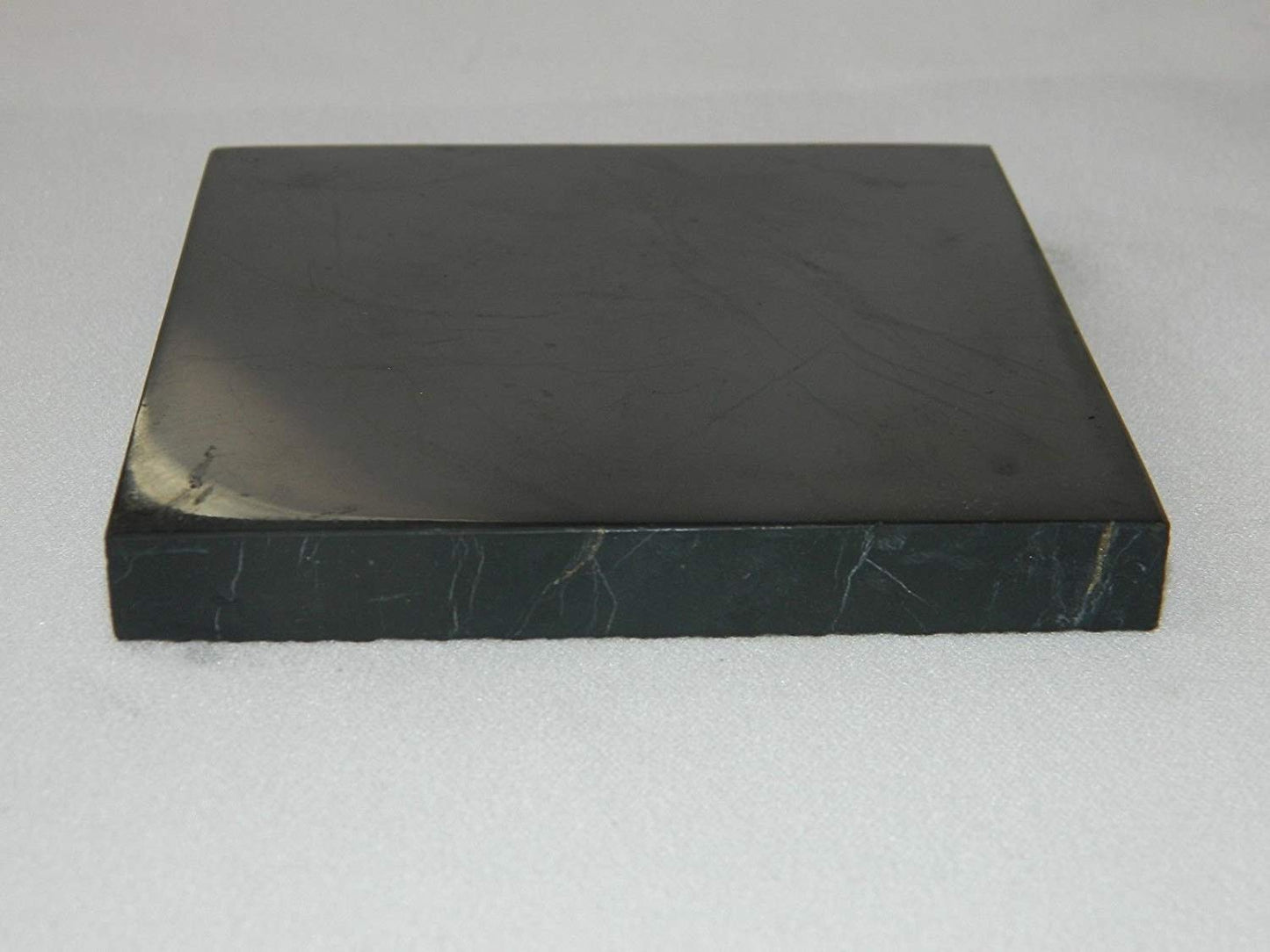 Shungite Club Shungite Tile Polished 100x100x16 mm Crystal Plate Decorative Mineral Healing Stone Modern Home Decor Black Square Figure