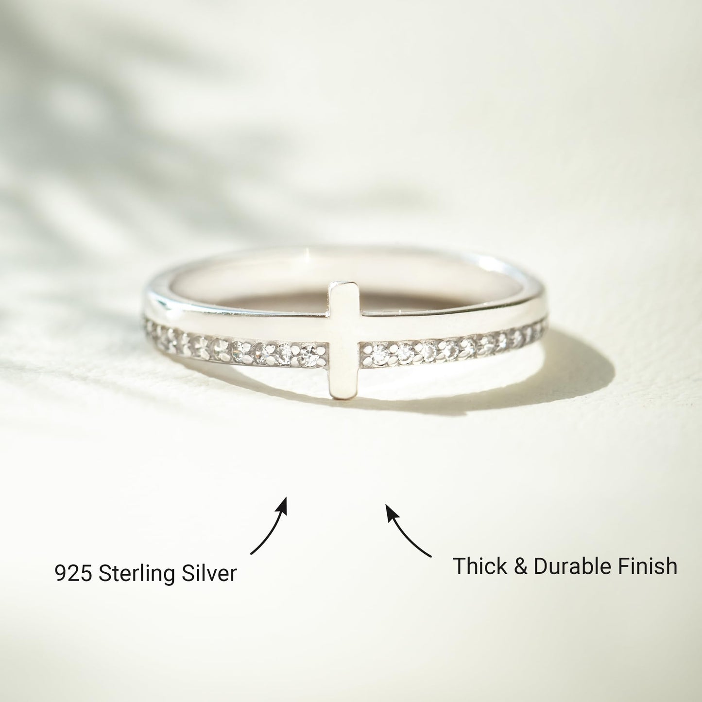 STORYJEWELLERY 925 Sterling Silver Rings, Cross Rings for Women, Purity Ring, Christian Ring, Christian Jewelry for Women, Confirmation Gifts, Baptism Gifts, Size 12