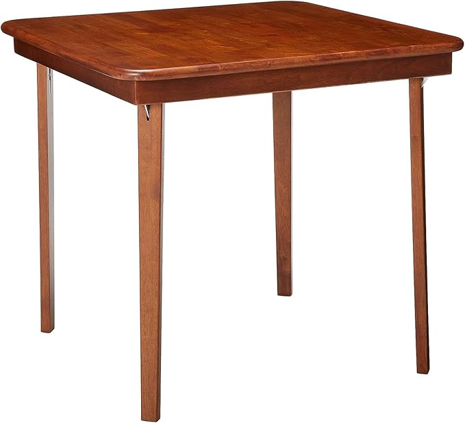 MECO Stakmore Classic Straight Edge Solid Wood Folding Card Table, Cherry Frame