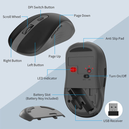 Wireless Keyboard and Mouse Combo, MARVO 2.4G Ergonomic Wireless Computer Keyboard with Phone Tablet Holder, Silent Mouse with 6 Button, Compatible with MacBook, Windows (Black)