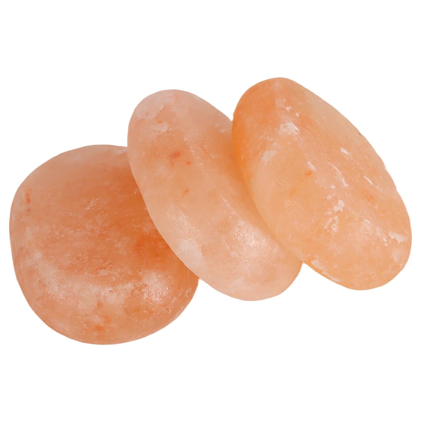YAUFWUA 10 PCS Flat Oval Massage Stone, 3.34x2.75x1 Inch Himalayan Salt Massages Stones Crystal Hand Carved Stones Cold Hot Message Stone for Therapy, Relaxing, SPA