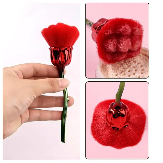 4 Pcs Nail Art Dust Powder Remover Cleaner Brush，Rose Nail Art Powder Dust