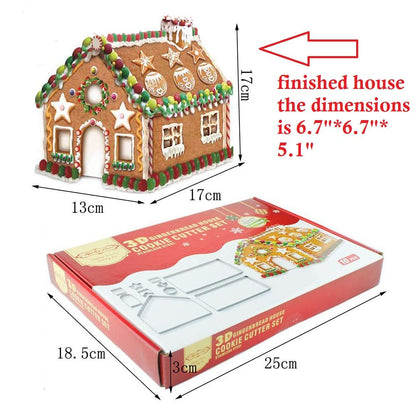 Sakolla (Set of 10) Gingerbread House Cookie Cutter Set, 3D Gingerbread House Kit Christmas Cookie Cutters for Kids Gingerbread Houses Mold Gift Box Packaging