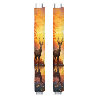 DXTKWL Fall Forest River Sunset Deer Refrigerator Door Handle Covers Set of 2 Kitchen Appliance Handle Covers Protector for Fridge Microwave Stove Oven Dishwasher