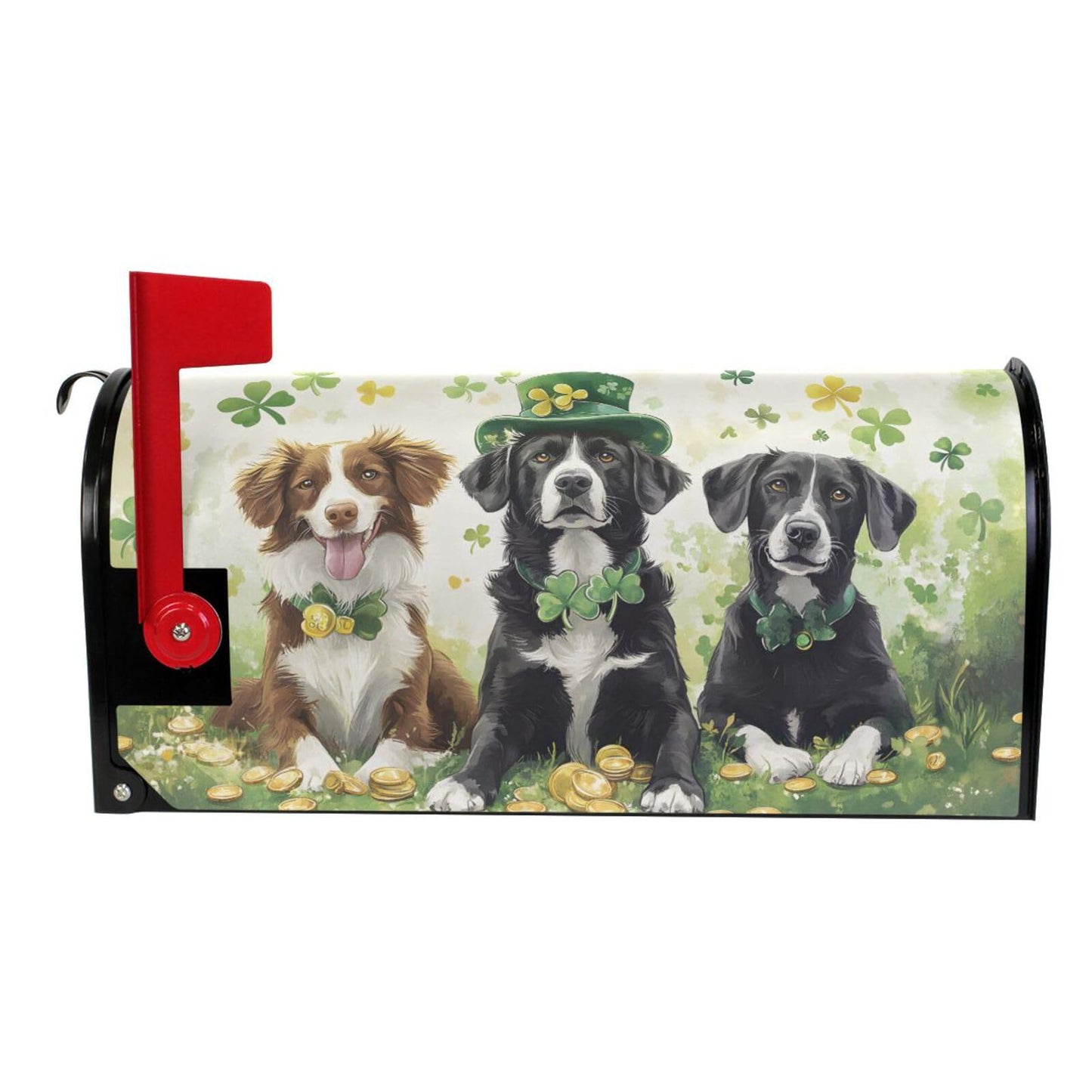 ALAZA Patrick Day Dog Shamrock Clover05 Magnetic Mailbox Cover MailWraps Garden Yard Home Decor for Outside Oversized-25.5" x20.8"
