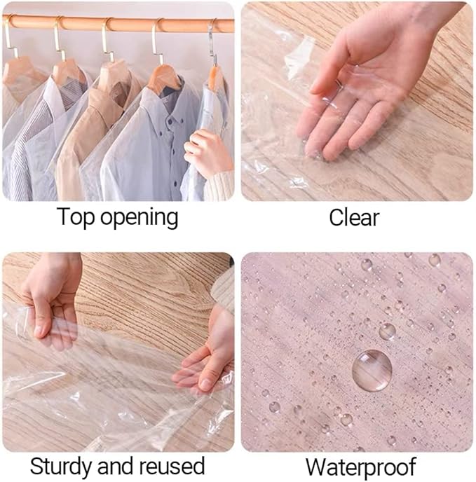 50 Pack 23.6x40inch Clear Plastic Clothes Covers