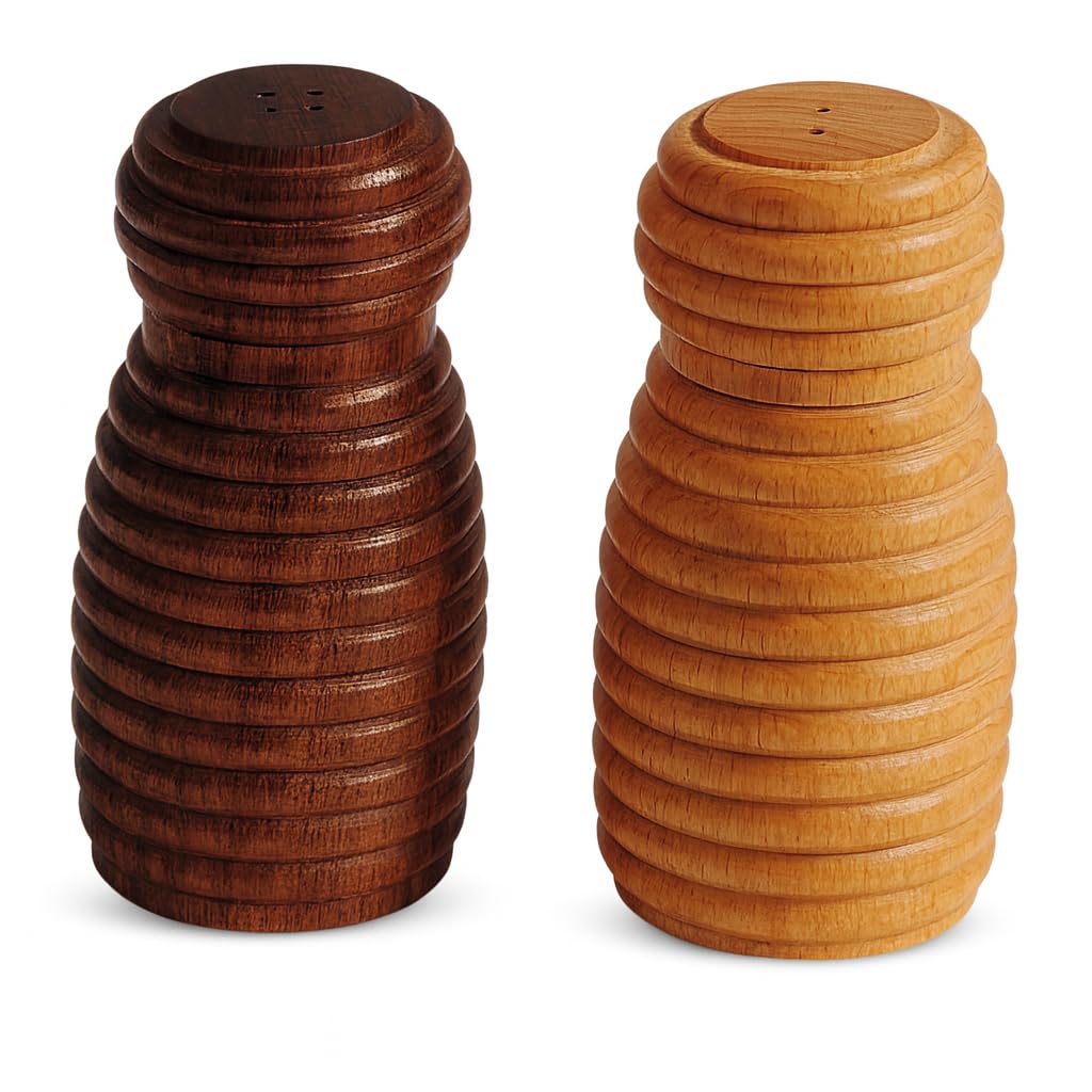Frescorr - Wooden Salt & Pepper Shakers, Modern Farmhouse Kitchen Decor for Home Restaurants, Table Top Dinning Table Accessories (Set of 2)