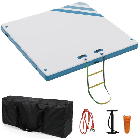 Inflatable Floating Dock Air Dock Platform Non-Slip Surface Thick Lake Floats with Portable Carrying Bag, Air Pump for Lakes, Pool, Beach, Ocean