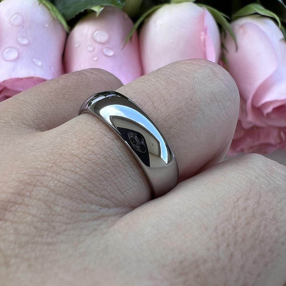 TUTISS 6mm Tungsten Rings for Men Women Engagement Wedding Bands Domed Polished Comfort Fit Size 13