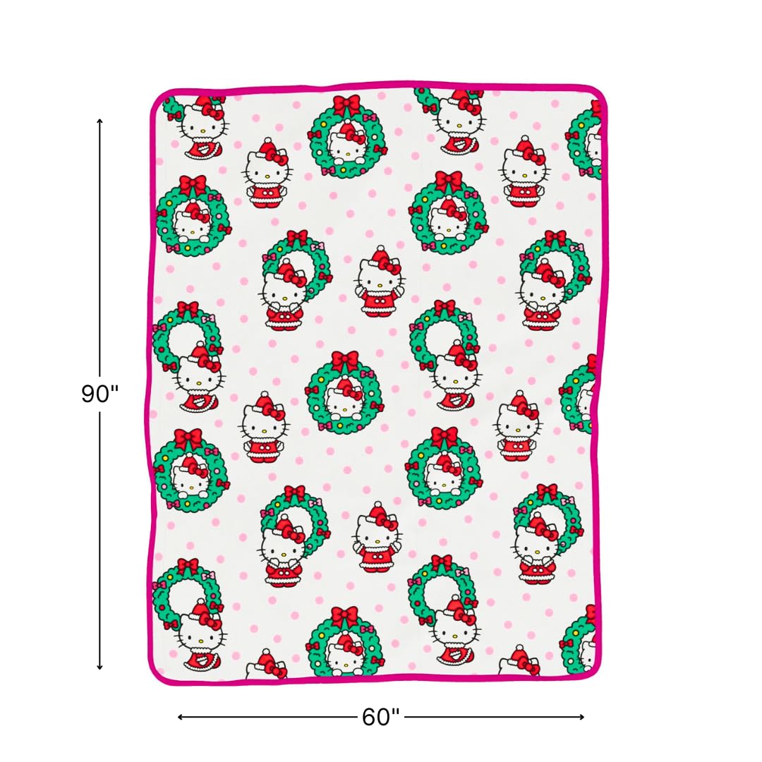 Franco Collectibles Sanrio Hello Kitty Holiday Christmas Blanket, Super Soft Cozy Plush, 60 in x 90 in, (Officially Licensed Product)