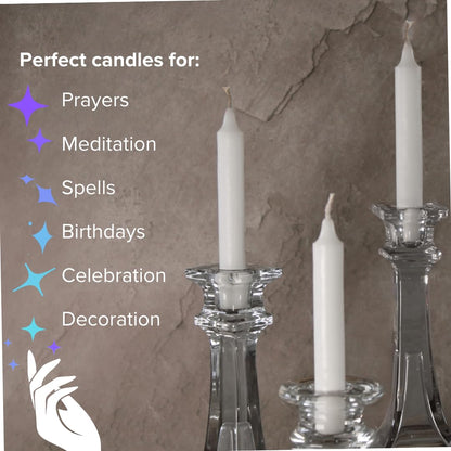 Simply Soson 4.5 inch Ritual Taper Candles Bulk, Mini Taper Candles - 42 White Chime Spell Candles - Small Taper Candle Stick, Use as Witchcraft Supplies, Altar Candles, Unscented Prayer Candles