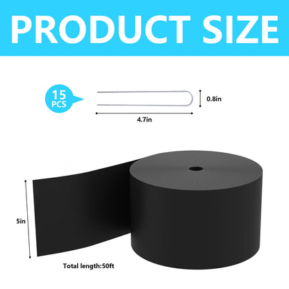 Watayo 50 FT Grass Barrier Landscape Edging Coil - 5 inch Depth Terrace Board Edging - Flexible Garden Bed Weed Barrier for Lawn Area Driveway Path Sidewalk