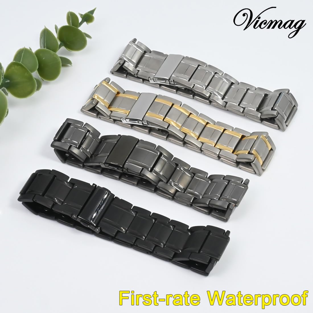 Vicmag 3X Magnetic Bracelet for Men Pure Titanium Bracelet 3500 Gauss Ultra Strength Magnets Adjustable Wristband with Adjustment Tool & Gift Box (Pure Titanium Black)