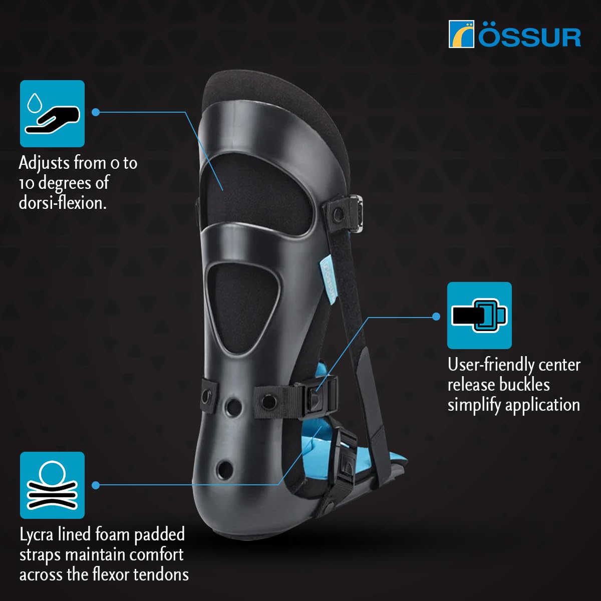 Össur Night Splint Posterior - Plantar Fasciitis & Heel Pain Relief - Adjustable Support for Men & Women - Orthopedic Sleep Aid for Foot Arch Pain, Achilles Tendonitis, and Recovery - Small