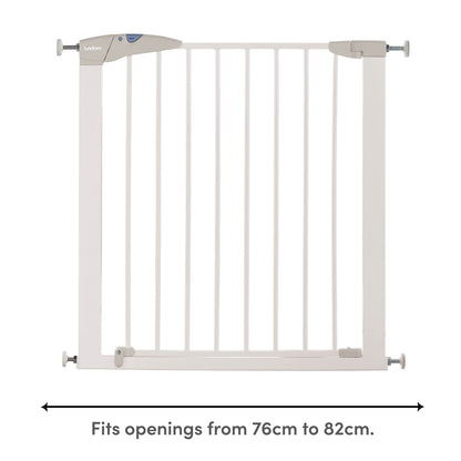 Munchkin Lindam Stair Gate | Sure Shut Axis Toddler & Baby Gate | Stair Gate Pressure Fit Baby or Dog Gate | Baby Safety Gate for Stairs & Doorways, Easy Install No-Screws Child Gate | 76-82cm| White