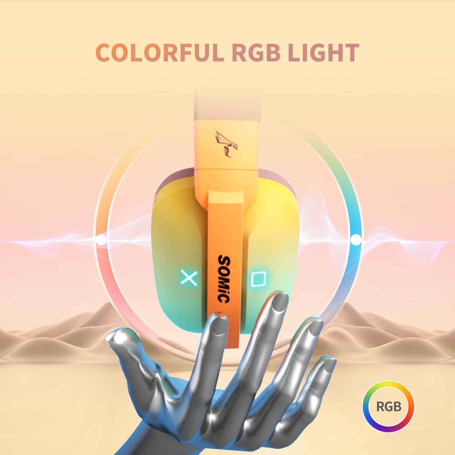 SOMIC G810 Wireless Headset 2.4G Low Latency Headset for PC PS4 PS5 Laptop, Bluetooth 5.2 Wireless Headphone with Built-in Mic, 50H Playtime, RGB Light Foldable for Gamer (Xbox Only Work in Wired)