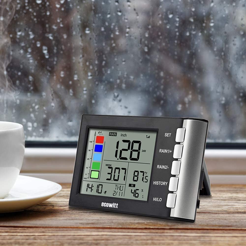 ECOWITT Rain Gauge, Weather Forecast High Precision Digital Rain Gauge Wireless Self-emptying Collector with Rainfall Alert Rainfall History Indoor Temperature Humidity WH5360A 868…