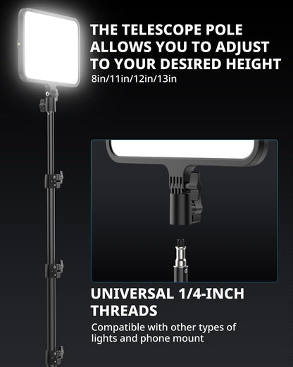 UBeesize 2 Pack LED Video Light Kit, Photography Lighting, 13" Studio Lights with 65" Tripod Stand and Phone Holders, Podcast Lighting for Video Recording,Tiktok,YouTube