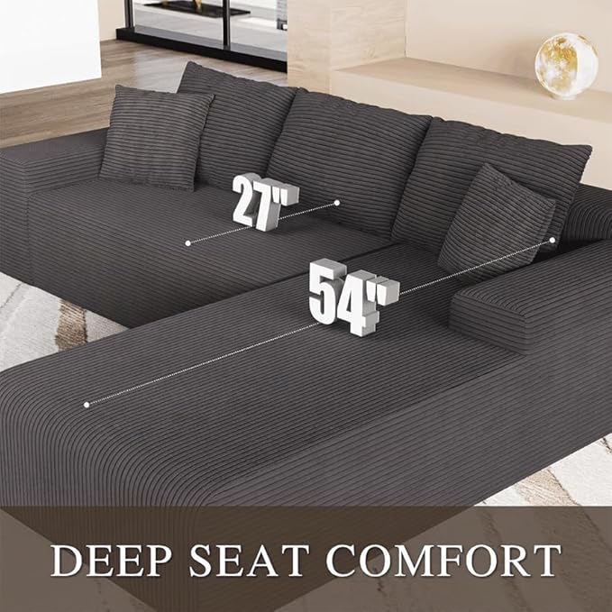 96" L Shaped Modular Sectional Sofa, Boneless Cloud Couch