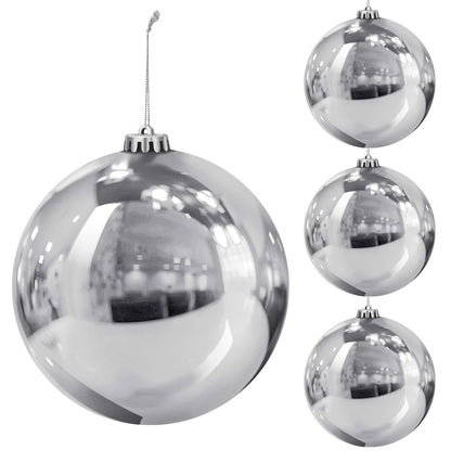 Liliful Silver 4 Pcs 7.87 Inch Christmas Ornament Ball Large Plastic Christmas Outdoor Ball Gold Silver Big Xmas Tree Decorations Hanging Ornaments for Home Outside Holiday Lawn Yard Party