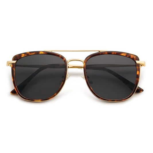 SOJOS Retro Aviator Square Polarized Sunglasses For Women Men,Vintage Women's Sun Glasses Shades UV400 SJ2180 with Tortoise Grey Lens