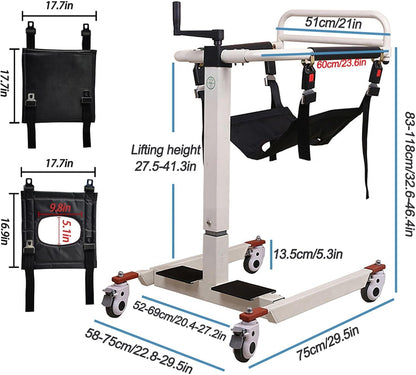 Patient Lift Transfer Chair, Patient Lift for Home, Patient Transfer Lift Wheelchair, Wheelchair Lift for Car, Lightweight Bedside Bathroom Wheelchair for Elderly, 275lbs