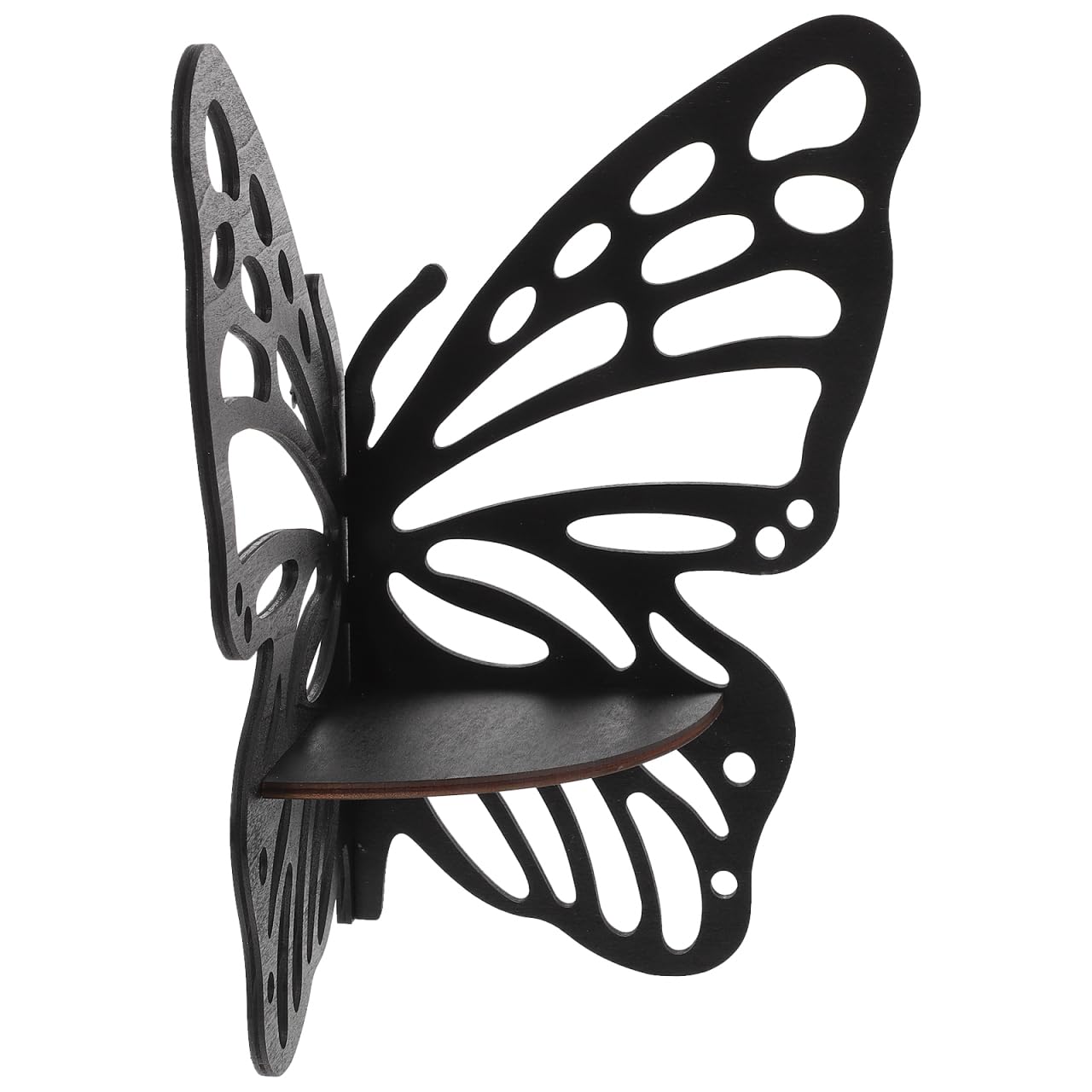 HOOTNEE Butterfly Corner Wall Shelf 11.22X8.85In Wooden Floating Display Rack for Crystal Stones Ornaments and Home Decor Accent