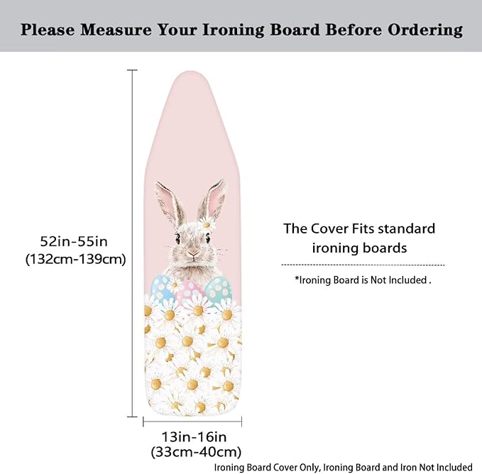 Daisy Easter Eggs Rabbit Ironing Board Cover 15x54 Inch Extra Thick Resistant