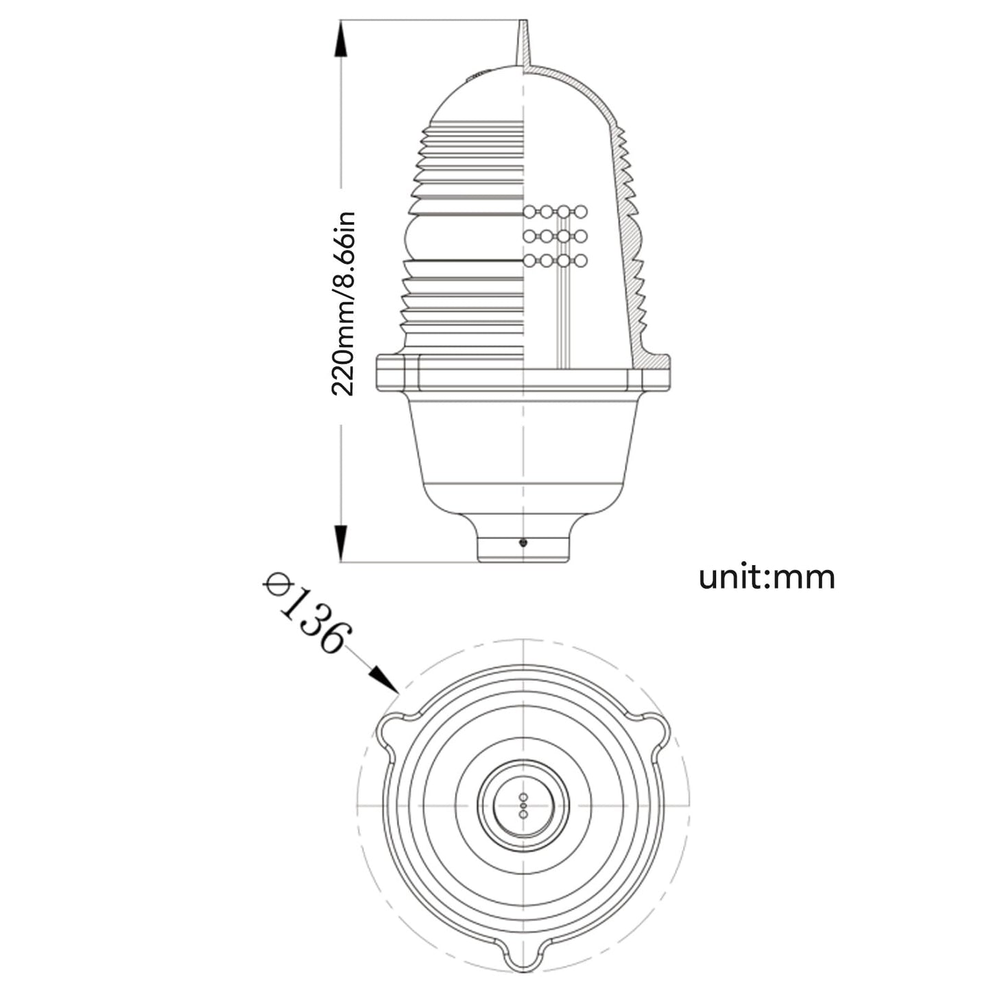 Aviation Obstruction Light, Multipurpose Warning Beacon Light High Strength Waterproof for Marine (AC110V Constant On)