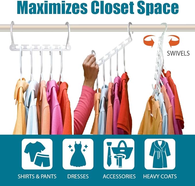Wonder Hanger Max 10-Pack Space Saving Hangers, Reinforced Hooks Swivels 360°