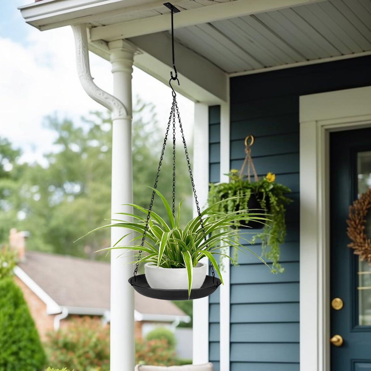 ARTORA Metal Plant Hanger, Indoor Decorative Wall Plant Hanging Basket Black Pot Holder Ceiling Flower Planter Hanging Chain with Long Hook (2 Pack)