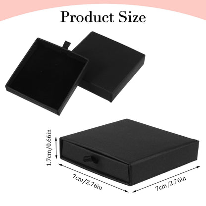 Nogeqi 3 Pack Jewelry Gift Box, Cardboard Small Jewelry Box, 2.76x2.76x0.67in Square Small Gift Boxes Storage Case for Bracelets Earrings Necklaces Gifts (Black)