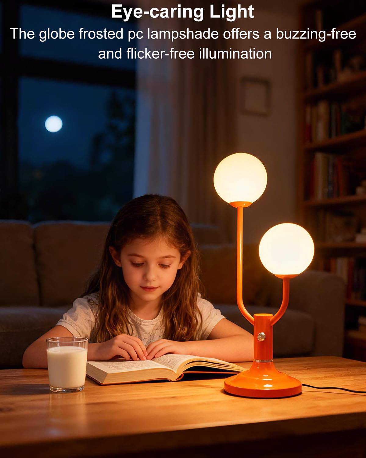 Lightdot Globe Table Lamp for Bedroom Mid Century Modern Orange Small Desk Lamp Dimmable 3000K Warmwhite Nightstands Bedside Lamp for Living Room Home Office(G9 Bulbs Included)