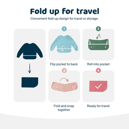 Tiny Twinkle Mess Proof Baby Bib,Waterproof Smock Baby Bib for Eating,Machine Washable Long Sleeve Bib,Baby Led Weaning,Toddler Bib,BLW Supplies(Dinosaur, Small 6-24 Months)