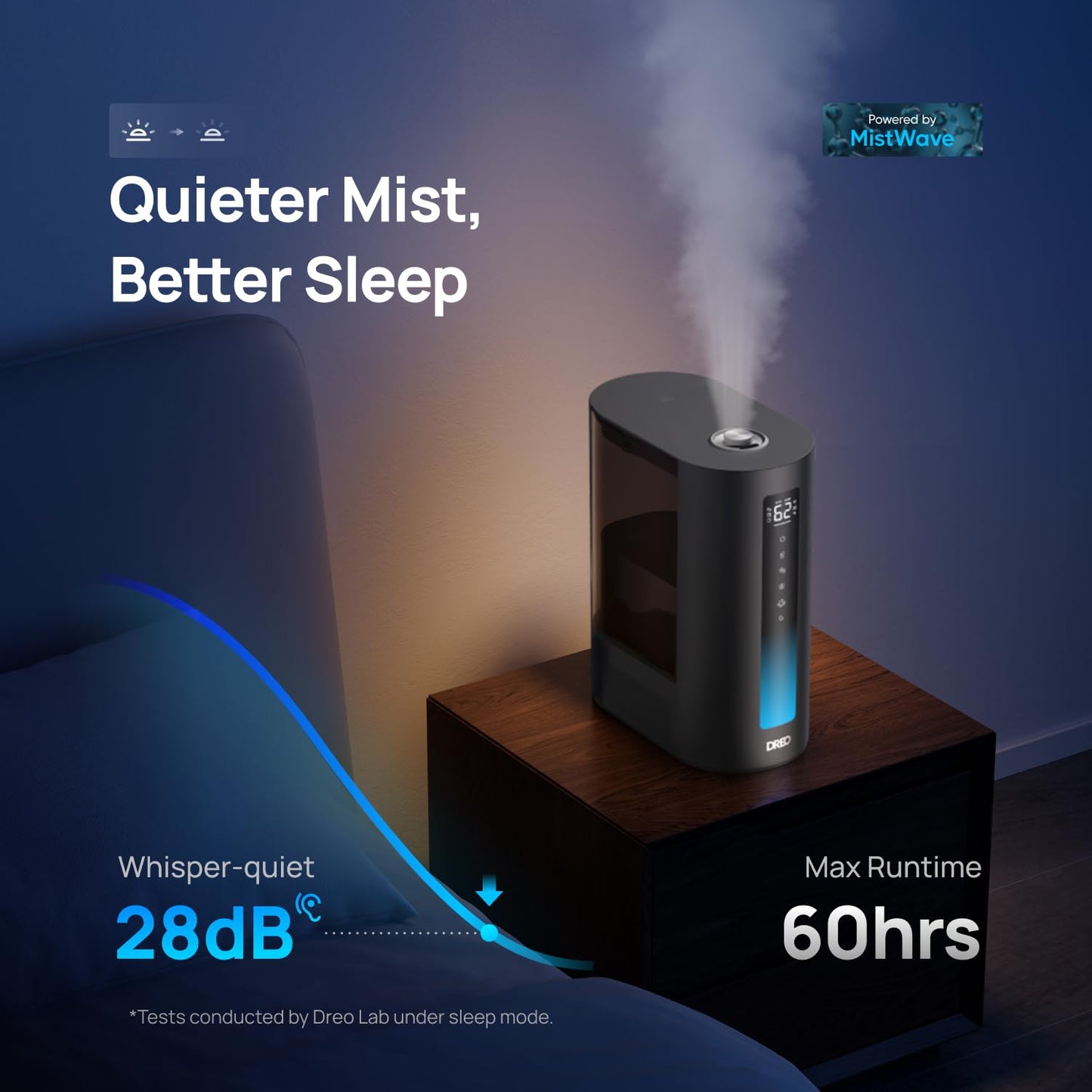 Dreo 6L Humidifiers for Bedroom, Smart Warm & Cool Mist for Large Room, 60Hr Quiet Runtime for Baby, Plant, Humidity Sensor, Indicator Light, 12H Timer, Google/Alexa, HM713S