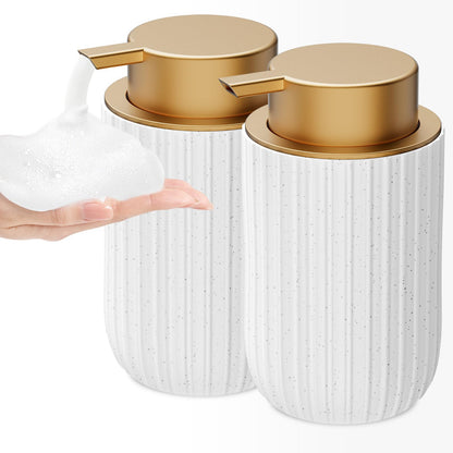 Ceramic Foaming Soap Dispenser, 12 oz Bathroom Foam Hand Soap Dispenser, Refillable Lotion Soap Dispenser with Removable Pump for Kitchen Hand Wash Dispenser, Modern Home Decor(2Pack-Black)